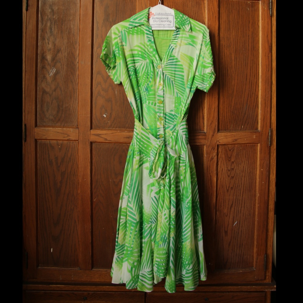 DVF wrap around palm frond midi dress